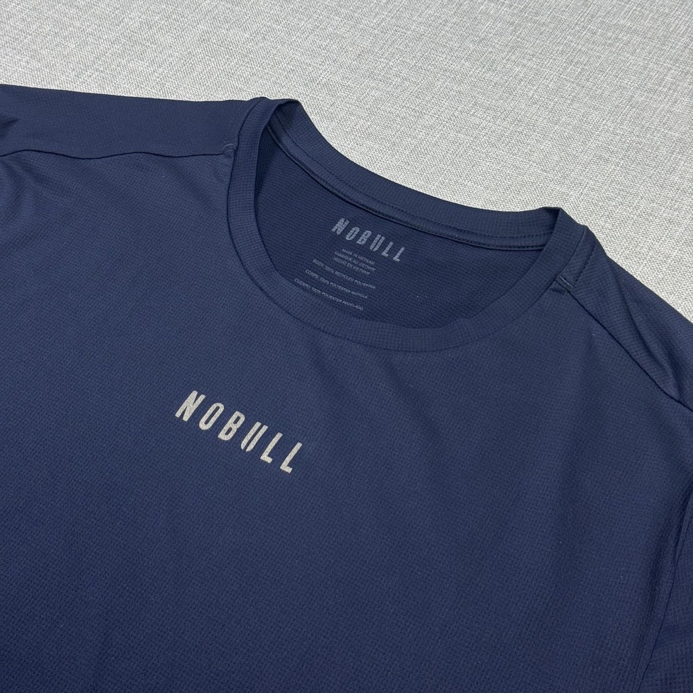 NOBULL T-Shirt Mens S Blue Athletic Tagless Crew‎ Neck Polyester Performance